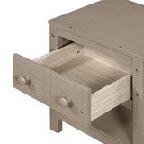Contemporary Brushed Wooden Nightstand with Drawer and Shelf - Sleek Bedside Table Set for Clutter-Free Storage in Any Room