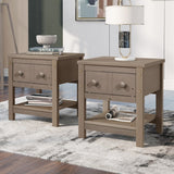 Contemporary Brushed Wooden Nightstand with Drawer and Shelf - Sleek Bedside Table Set for Clutter-Free Storage in Any Room