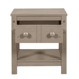 Contemporary Brushed Wooden Nightstand with Drawer and Shelf - Sleek Bedside Table Set for Clutter-Free Storage in Any Room
