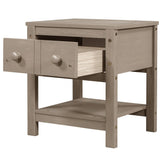 Contemporary Brushed Wooden Nightstand with Drawer and Shelf - Sleek Bedside Table Set for Clutter-Free Storage in Any Room