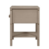 Contemporary Brushed Wooden Nightstand with Drawer and Shelf - Sleek Bedside Table Set for Clutter-Free Storage in Any Room