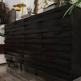 Contemporary Buffet Cabinet Side Table Bookshelves Lacquer Carved Door