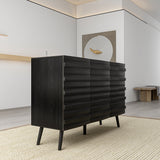 Contemporary Buffet Cabinet Side Table Bookshelves Lacquer Carved Door