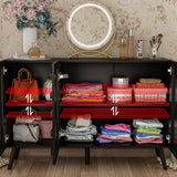 Contemporary Buffet Cabinet Side Table Bookshelves Lacquer Carved Door