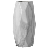 Contemporary ceramic table vase featuring a marble look design and geometric shape, ideal as a flower holder