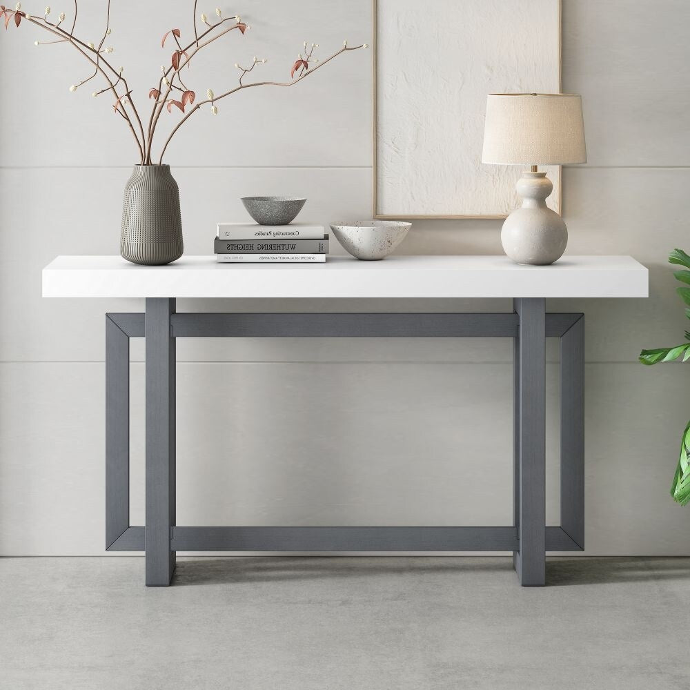 Contemporary Console Table with Industrial-inspired Concrete Wood Top