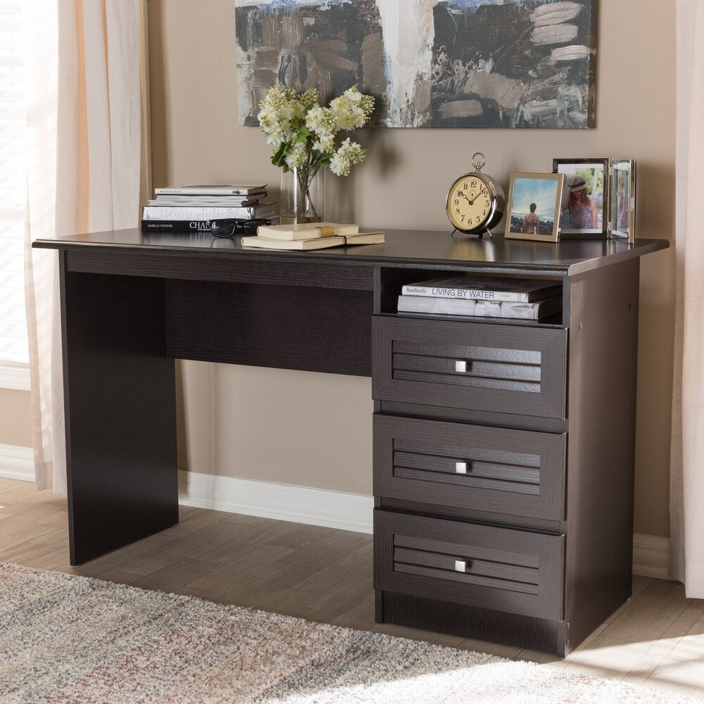 Contemporary Dark Brown Desk by Baxton Studio
