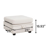 Contemporary Design 5-Seat Modular Sectional Convertible Sofa with Storage, Flexible Combination Fabric Couch, Beige
