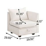 Contemporary Design 5-Seat Modular Sectional Convertible Sofa with Storage, Flexible Combination Fabric Couch, Beige