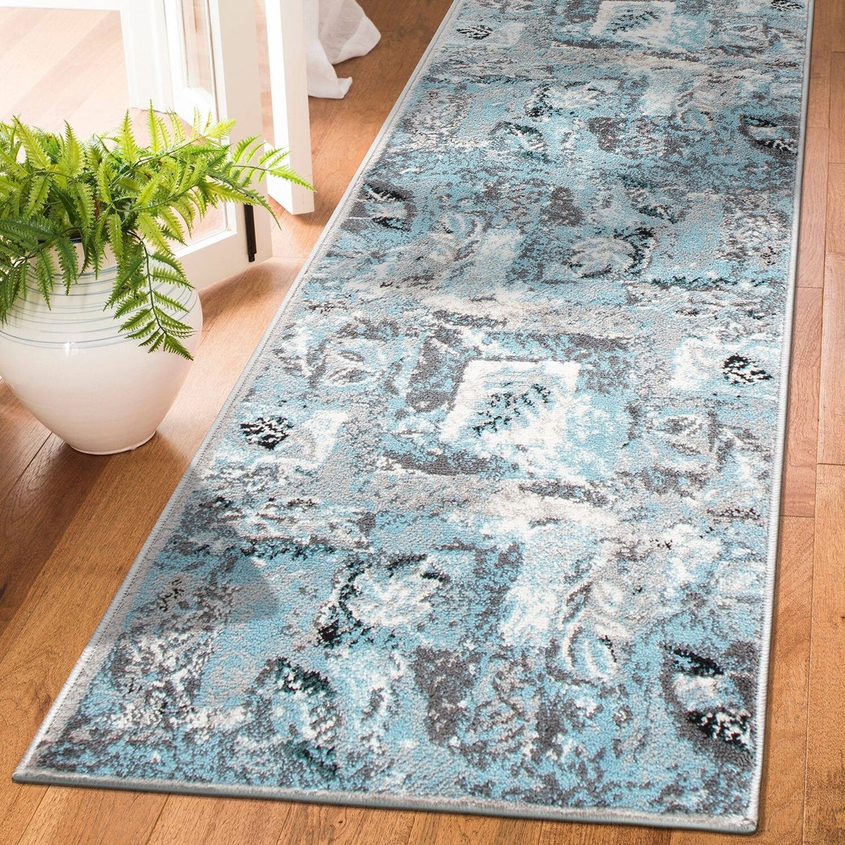 Contemporary Distressed Floral Area Rug