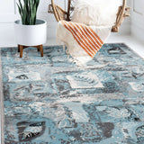 Contemporary Distressed Floral Area Rug
