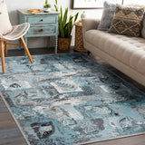 Contemporary Distressed Floral Area Rug