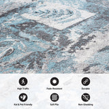 Contemporary Distressed Floral Area Rug