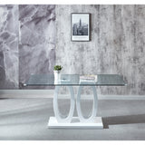 Contemporary Double Pedestal Dining Table, Tempered Glass Top with MDF Base