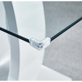 Contemporary Double Pedestal Dining Table, Tempered Glass Top with MDF Base