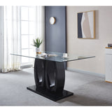 Contemporary Double Pedestal Dining Table, Tempered Glass Top with MDF Base