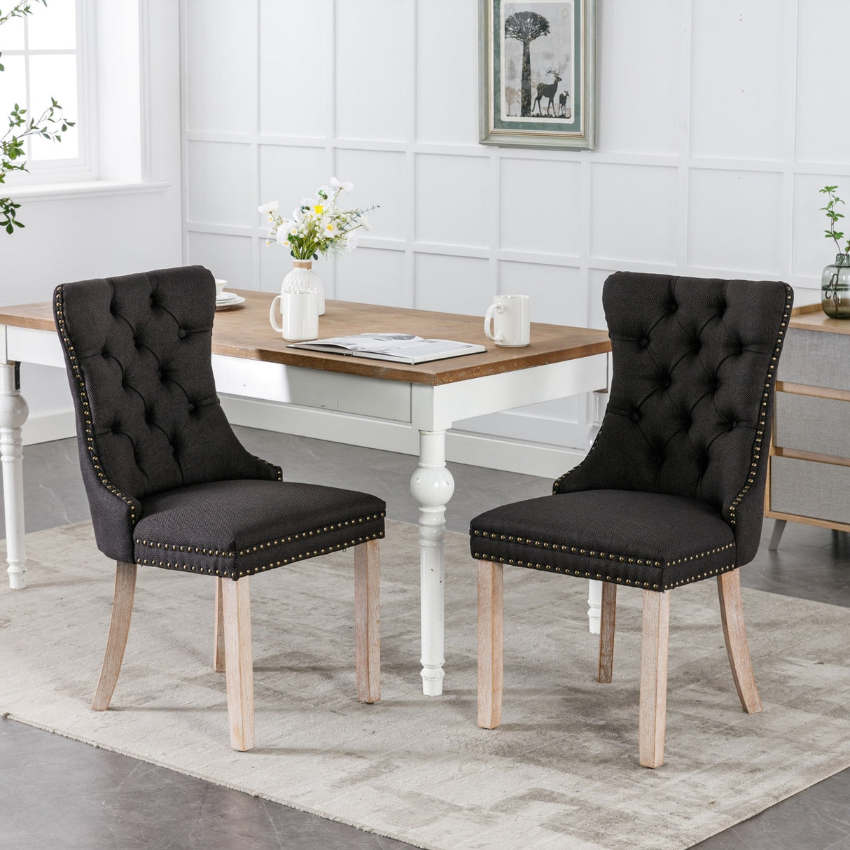 Contemporary Flax Upholstered Linen Dining Chair