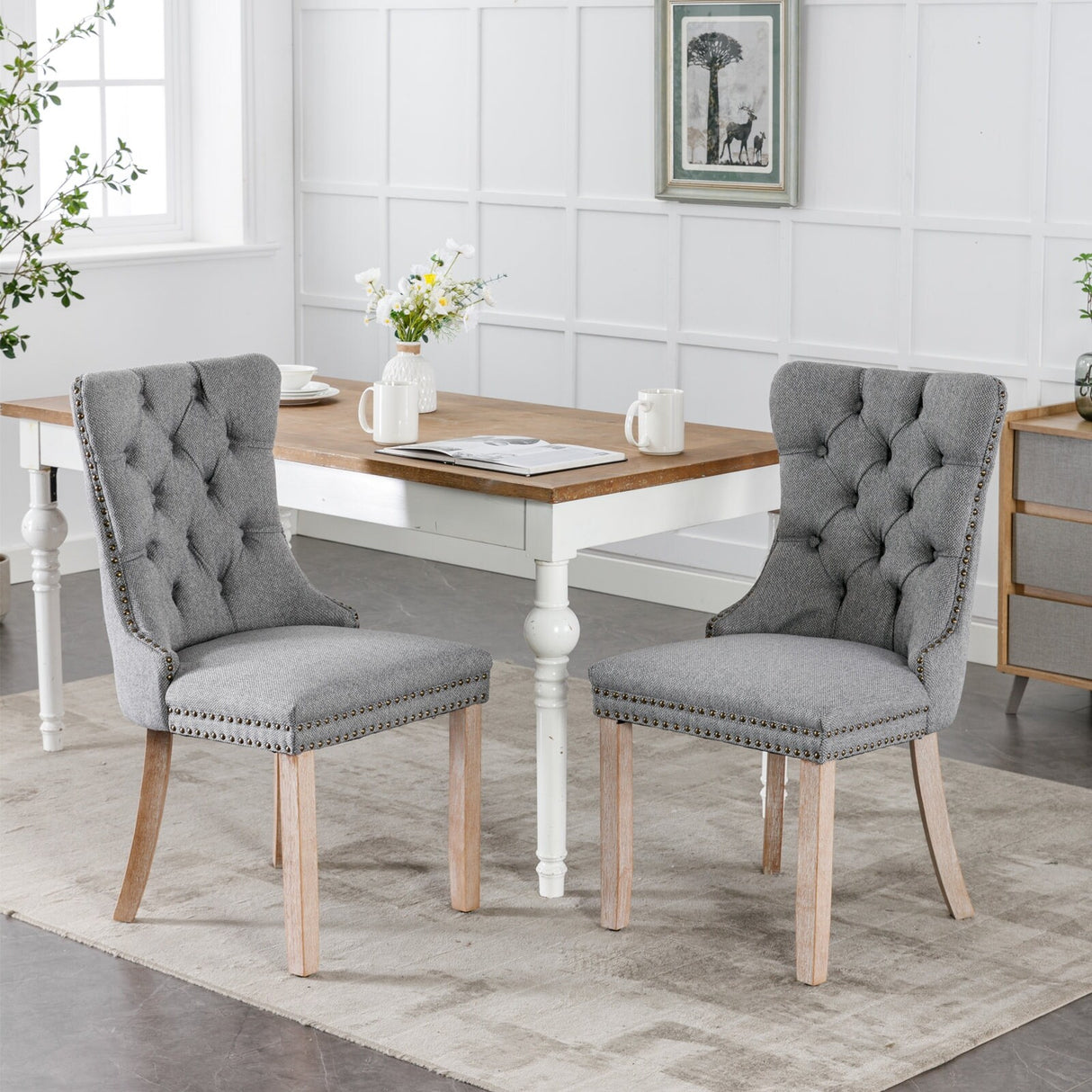 Contemporary Flax Upholstered Linen Dining Chair