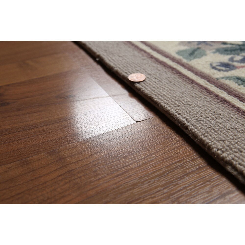 Contemporary Floral Grey/Taupe/Brown Wool Hand-hooked Oriental Area Rug (8' x 10') - Taupe/Grey - 8' x 10'