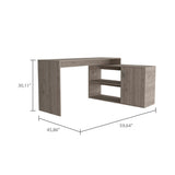 Contemporary L-Shaped Writing Desk with Ample Storage Light Grey Finish