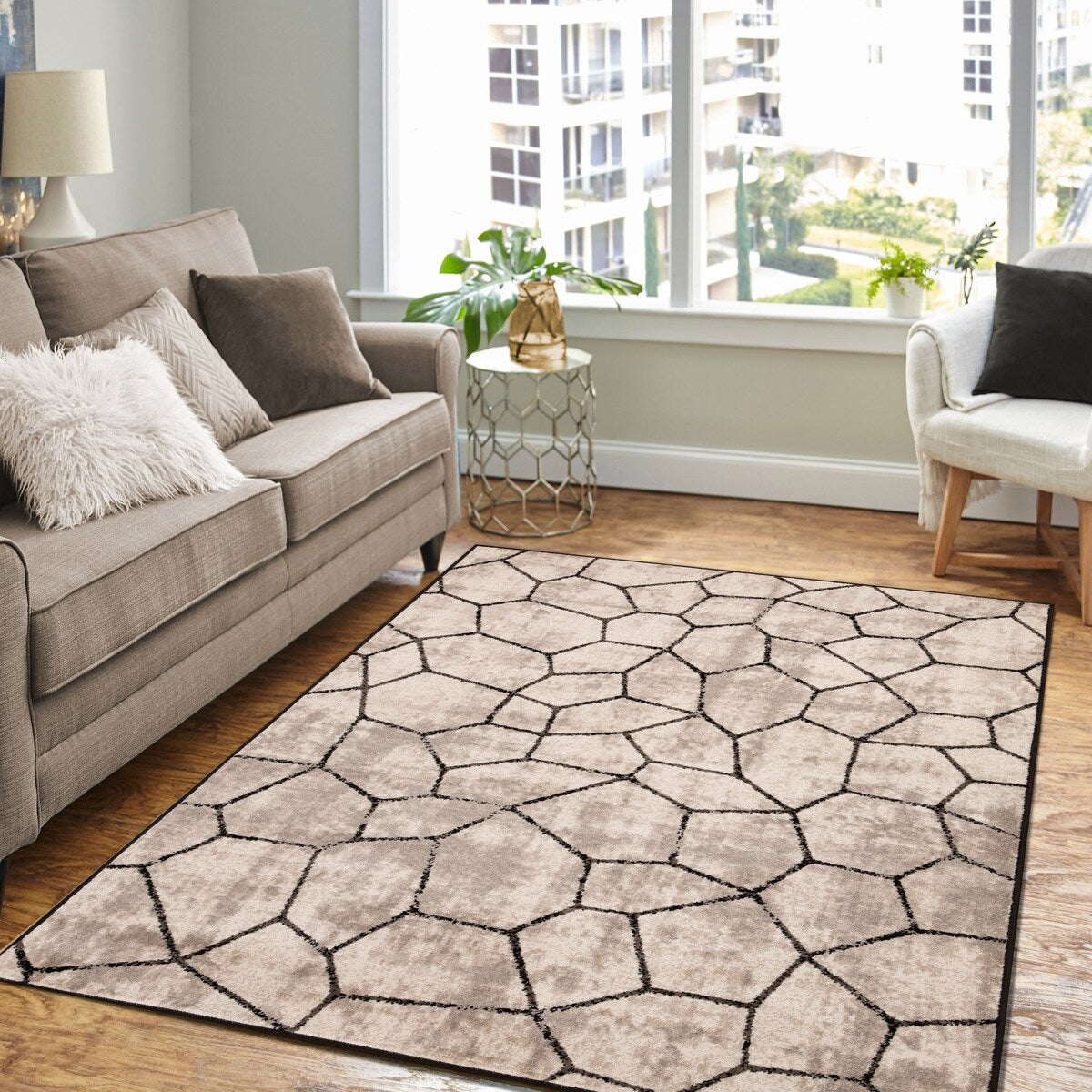 Contemporary Modern Geometric Cobblestone Indoor Area Rug by Superior