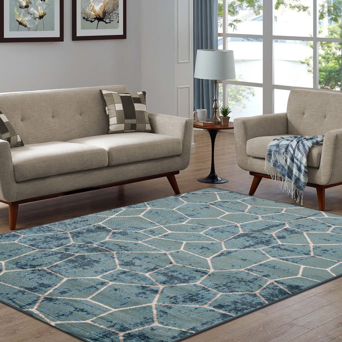 Contemporary Modern Geometric Cobblestone Indoor Area Rug by Superior