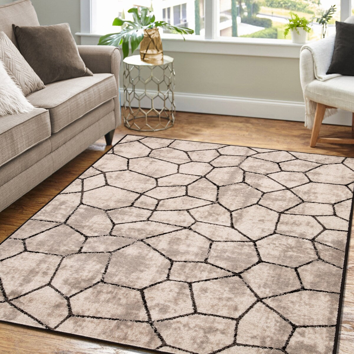 Contemporary Modern Geometric Cobblestone Indoor Area Rug by Superior
