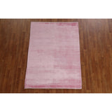Contemporary Pink Gabbeh Oriental Area Rug Hand-knotted Wool Carpet - 4'2" x 5'10"
