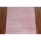 Contemporary Pink Gabbeh Oriental Area Rug Hand-knotted Wool Carpet - 4'2" x 5'10"