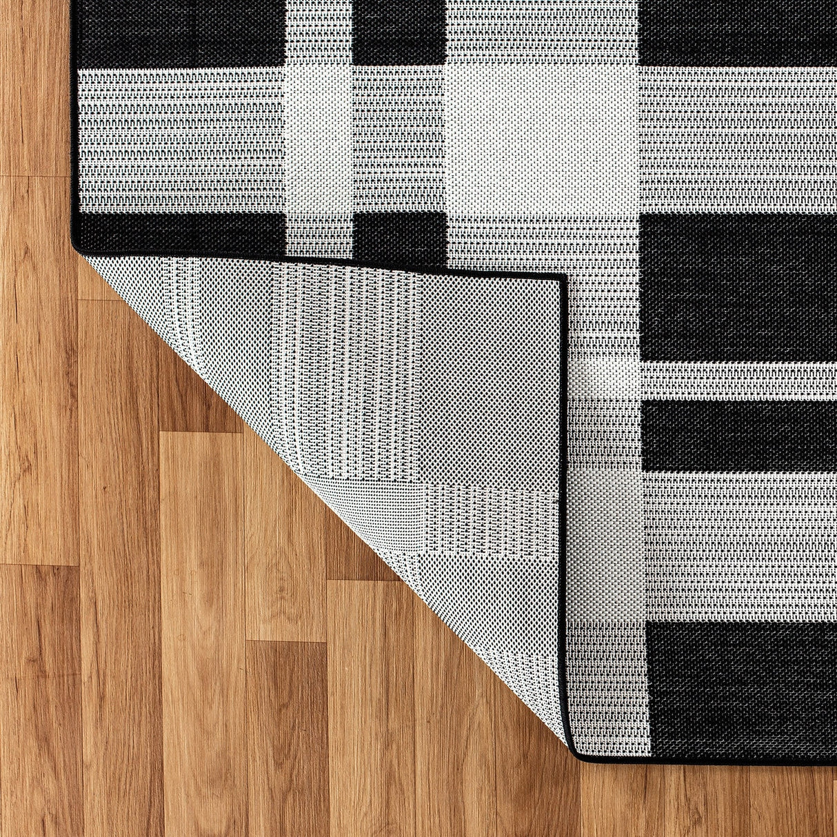 Contemporary Plaid Indoor/Outdoor Flatweave Waterproof Backyard Patio Area Rug