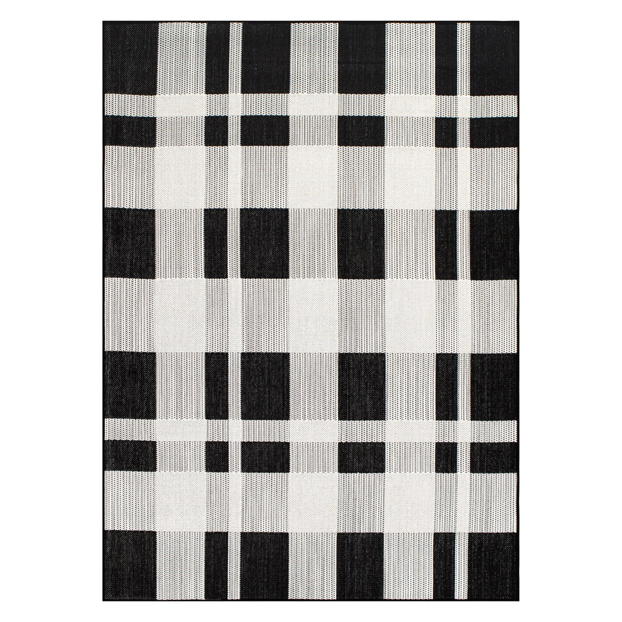 Contemporary Plaid Indoor/Outdoor Flatweave Waterproof Backyard Patio Area Rug