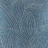 Contemporary Poly Silk Pillow with Geometric Design, Blue and Silver