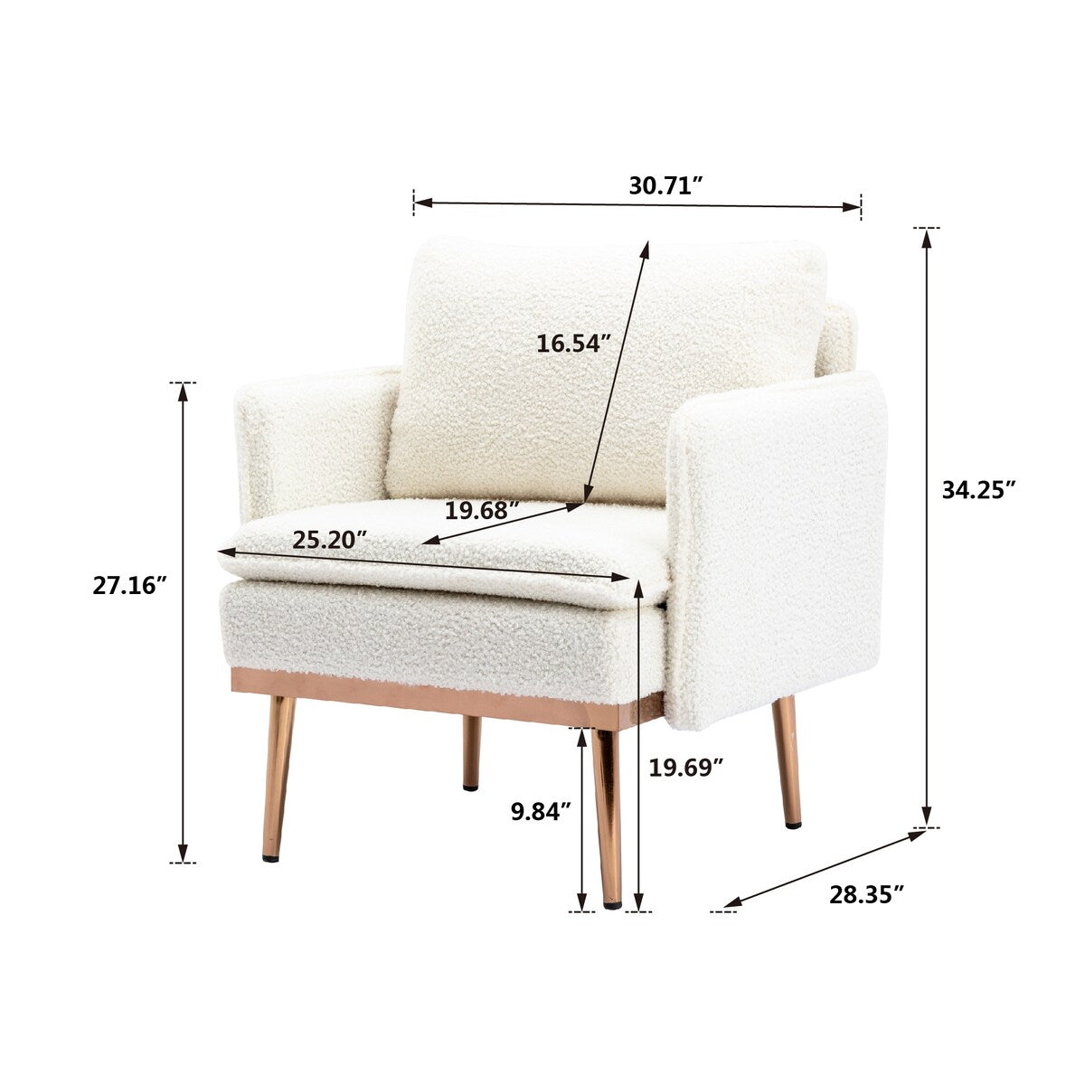 Contemporary Polyester Upholstered Teddy Accent Chair with Metal Legs