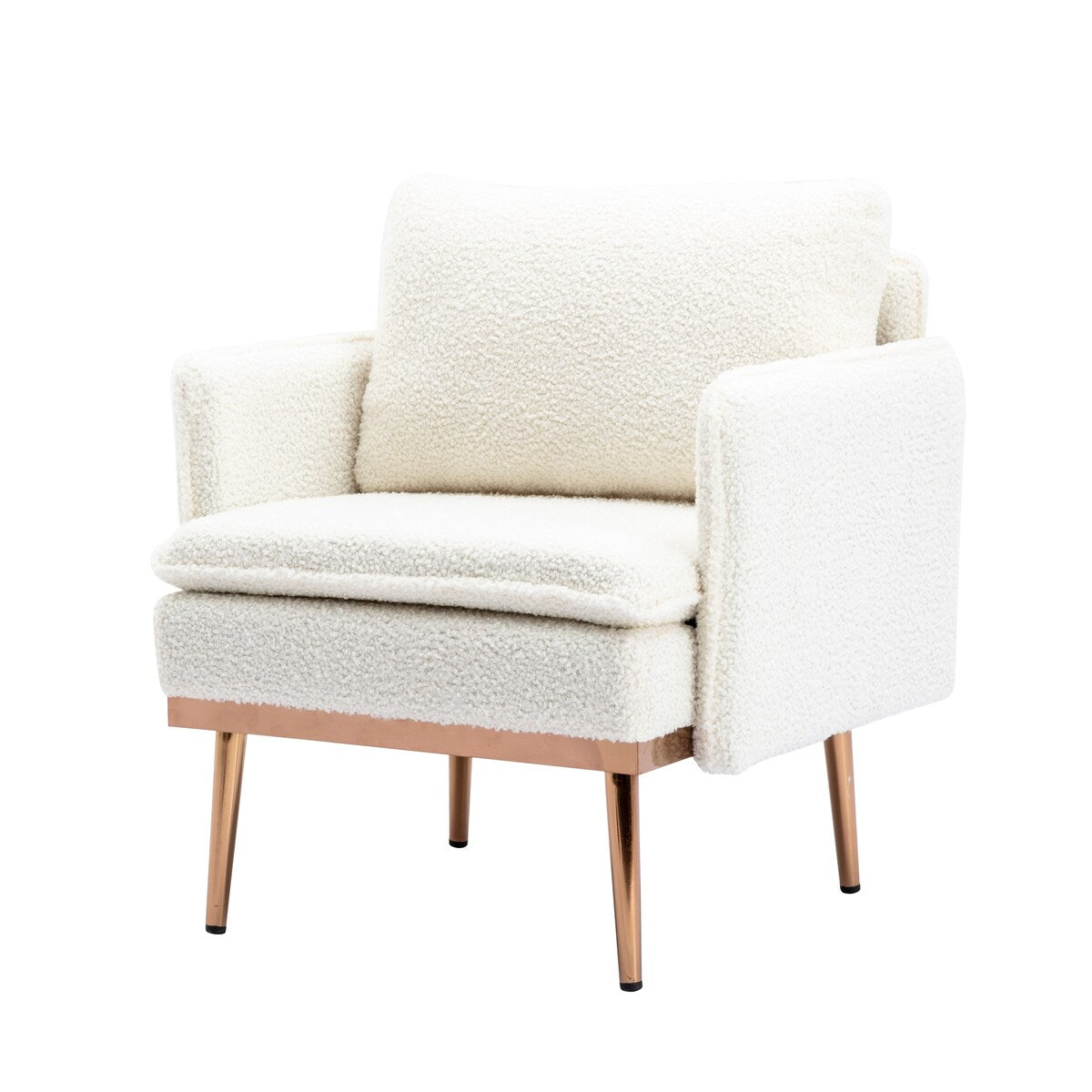 Contemporary Polyester Upholstered Teddy Accent Chair with Metal Legs