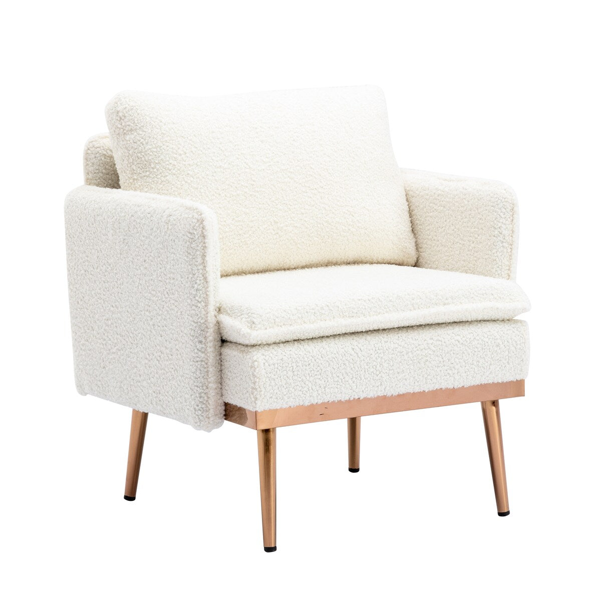 Contemporary Polyester Upholstered Teddy Accent Chair with Metal Legs