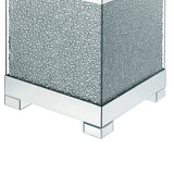 Contemporary Square Wooden End Table with Faux Crystal Inlays, Silver