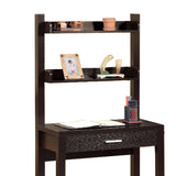 Contemporary Style Desk With 2 Shelves, Dark Brown
