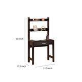 Contemporary Style Desk With 2 Shelves, Dark Brown