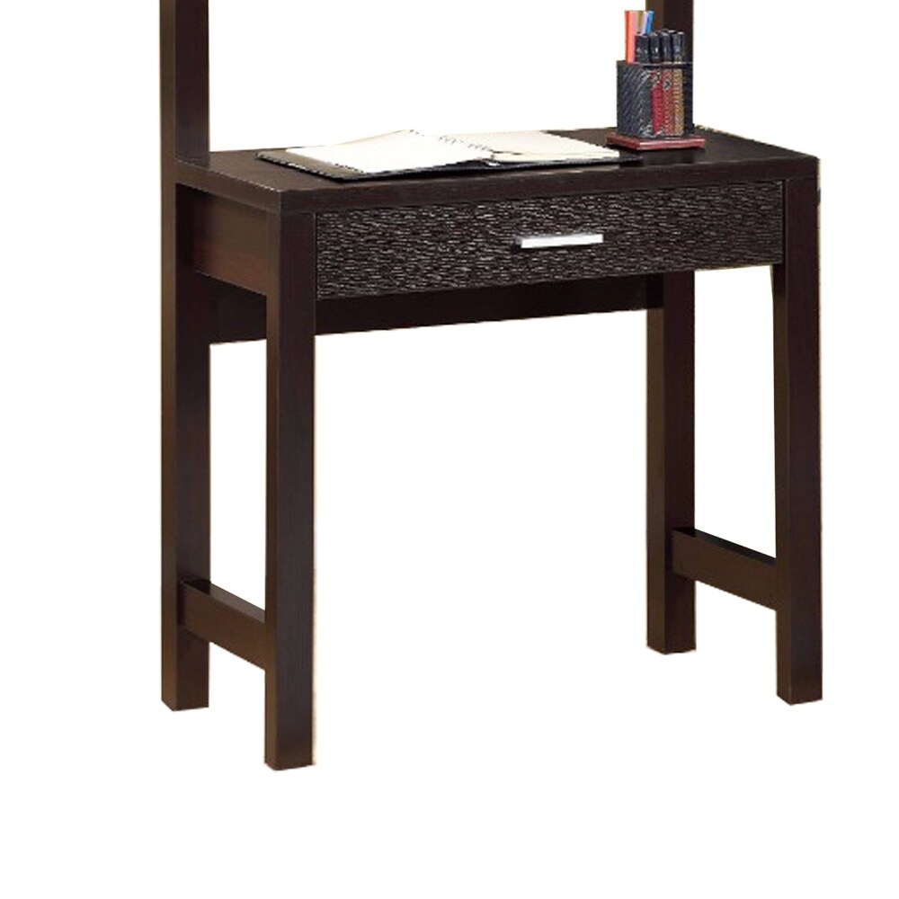 Contemporary Style Desk With 2 Shelves, Dark Brown