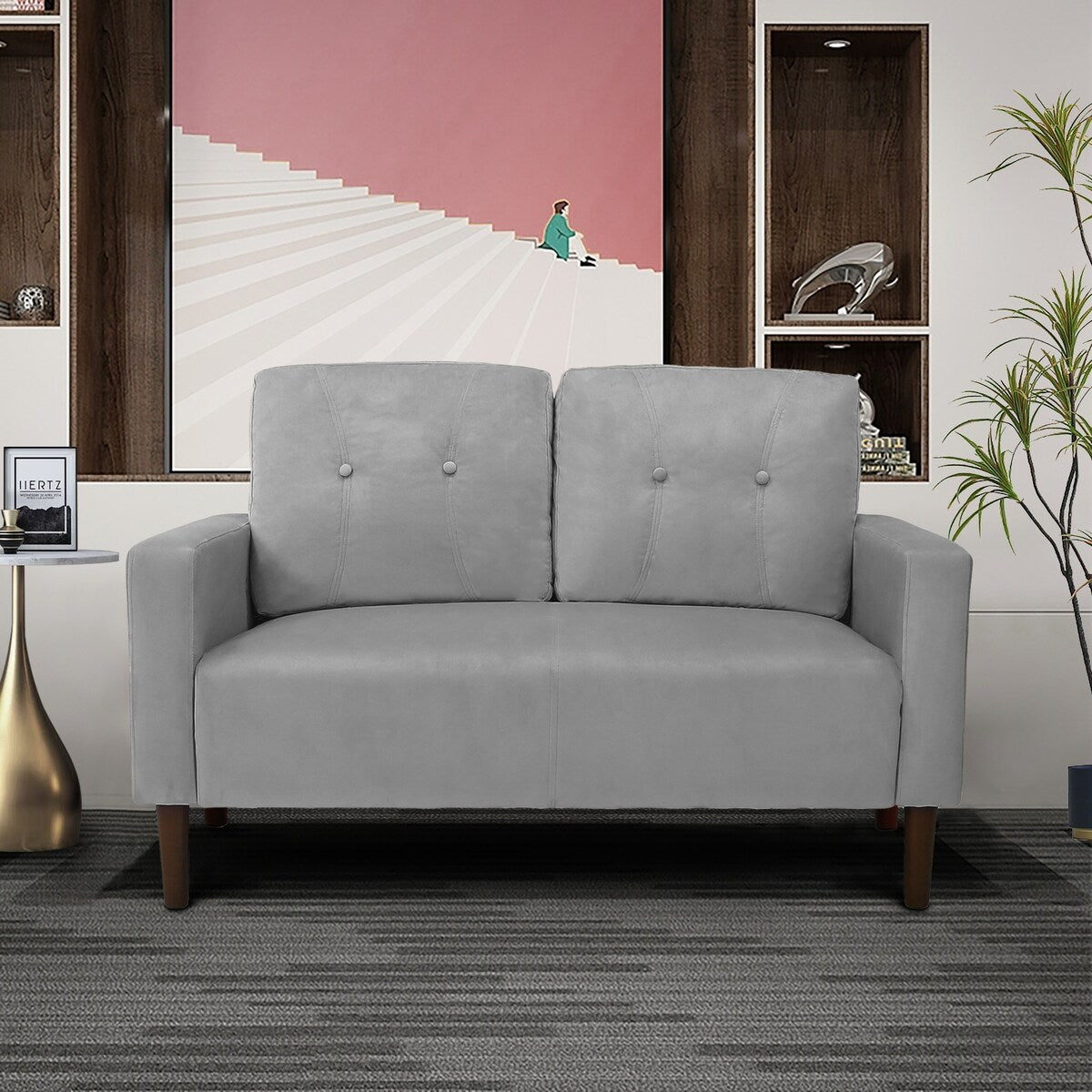 Contemporary Style Velvet Loveseat Sofa Small Size Sofa and Fits Perfe Overstock