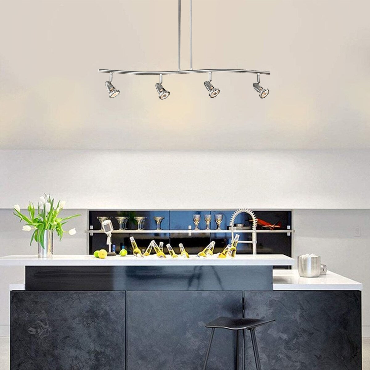 Contemporary Track Lighting Kit with Lamp Shade (Bulbs Included)