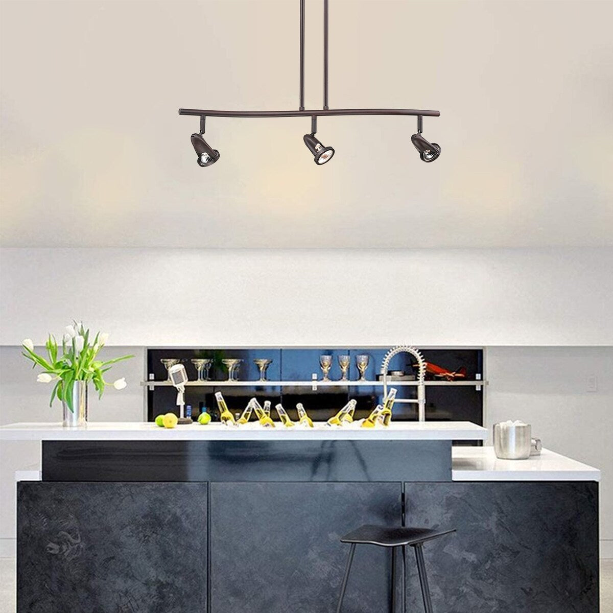 Contemporary Track Lighting Kit with Lamp Shade (Bulbs Included)