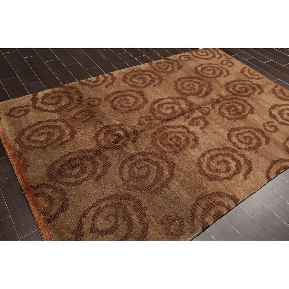 Contemporary Tufenkian Hand Knotted Wool Tibetan Oriental Area Rug (5'6"x8'6") - 5'6" x 8'6"