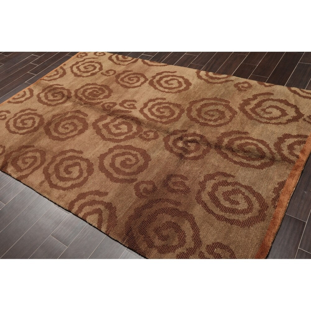 Contemporary Tufenkian Hand Knotted Wool Tibetan Oriental Area Rug (5'6"x8'6") - 5'6" x 8'6"