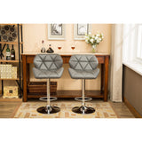Contemporary Tufted Adjustable Height Hidraulic Bar Stools, Set of 2
