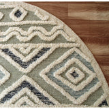 Sevita Contemporary Tufted Geometric Motif Round Rug