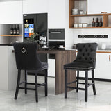 Contemporary Tufted Velvet Upholstered Counter Bar Stools Set of 2