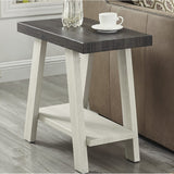 Contemporary Two-Tone Wood Shelf Side Table