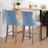 Contemporary Tufted Velvet Upholstered Counter Bar Stools Set of 2