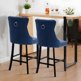 Contemporary Tufted Velvet Upholstered Counter Bar Stools Set of 2